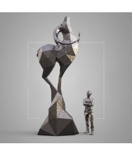 Geometrik Dağ Keçisi Heykeli - Yüksek Boyut Geometrik Dağ Keçisi Heykeli - Yüksek Boyut