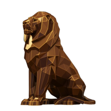 Geometrik Aslan Heykeli - Modern Metal Tasarım