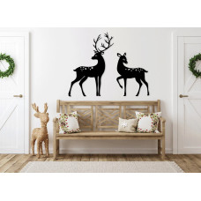 Geyik Çift Metal Duvar Dekoru - Modern Siyah Tasarım