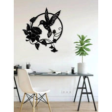 Sinek Kuşu ve Çiçek Metal Duvar Dekoru - Zarif Tasarım