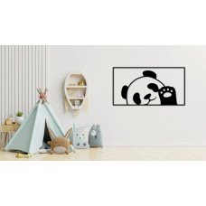 Sevimli Panda Metal Duvar Dekoru - Çocuk Odası İçin