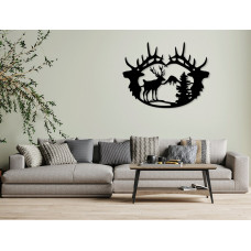 Geyik Figürlü Metal Duvar Dekoru